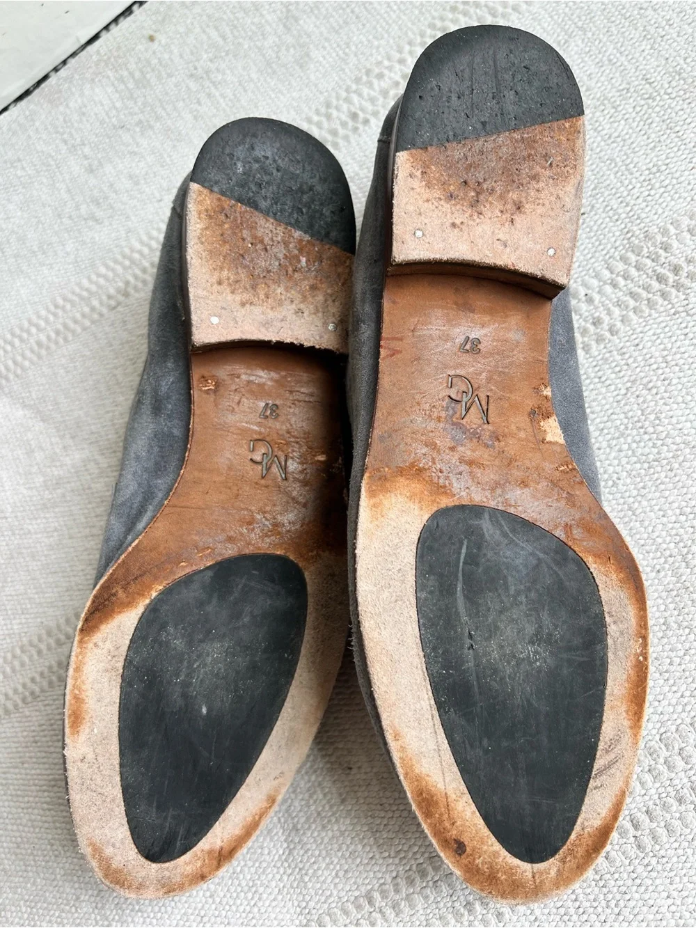 M Gemi Grey Suede Penny Loafers - Sz 37 Hand made in Tuscany